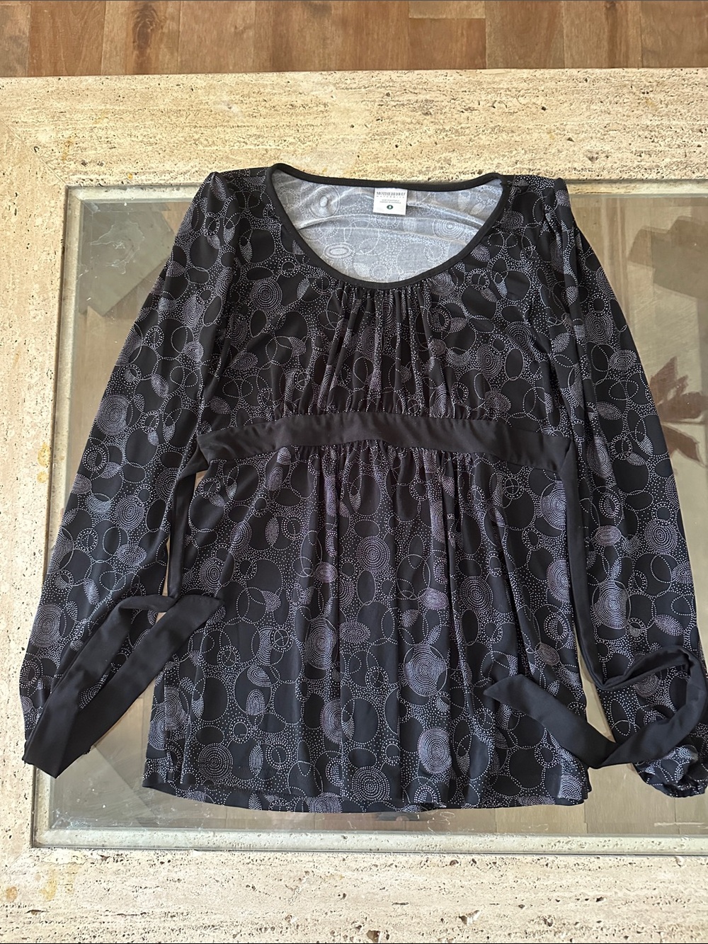 Motherhood Black Printed Long-Sleeve Maternity Top